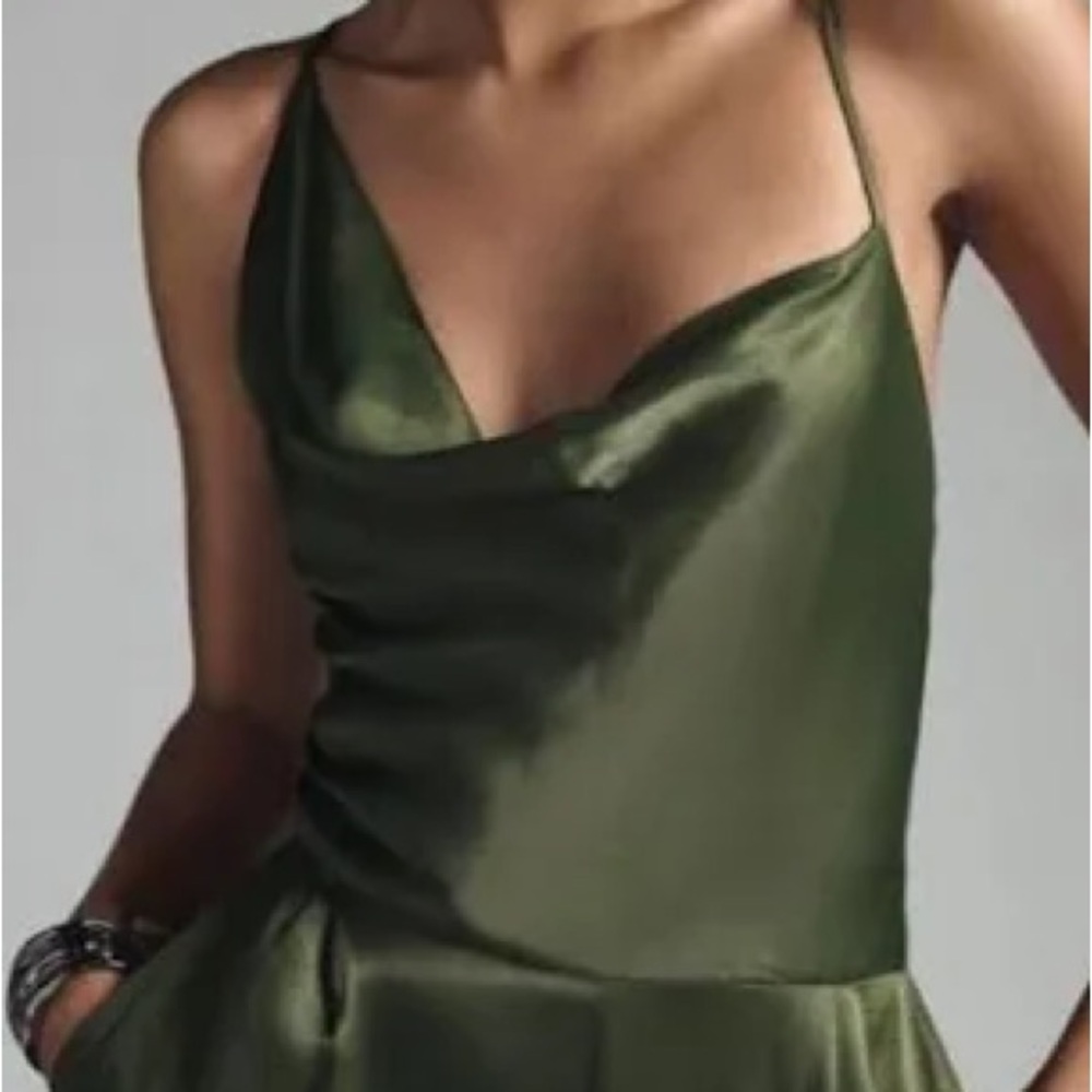 By Anthropologie NWOT Satin Green Jumpsuit